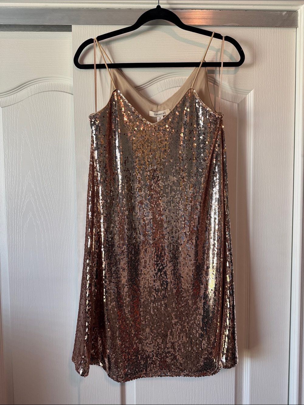 Francesca’s Sequin Slip Dress in Gold